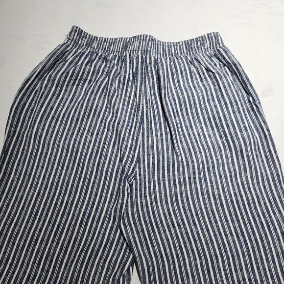 Briggs Womens Striped Pants Linen Blend Elastic Waist‎ Baggy Pull On Wide Leg  M - Picture 12 of 13